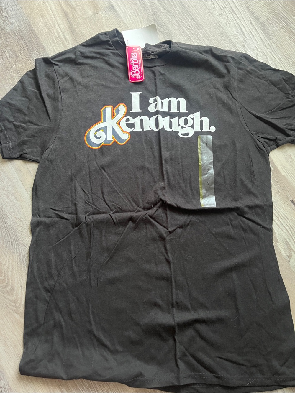 Barbie Black Tee with White and Orange 'I am Kenough' Graphic